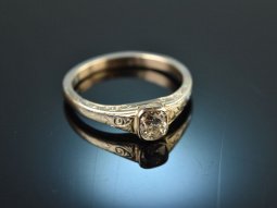 Um 1910! Besonders sch&ouml;ner Altschliff Diamant Solit&auml;r Ring 0,4 ct Gold 585