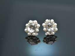 Delicate Blue! Earrings Aquamarines Diamonds Cultured...