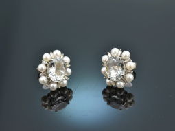 Delicate Blue! Earrings Aquamarines Diamonds Cultured...