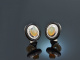 Feiner Schimmer! Ohrringe mit Opal Brillanten und Onyx Wei&szlig; Gold 750