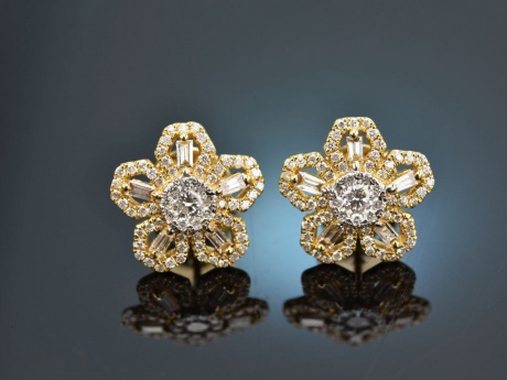 Diamond Flowers! Bl&uuml;ten Ohrringe mit Diamanten Gold 750