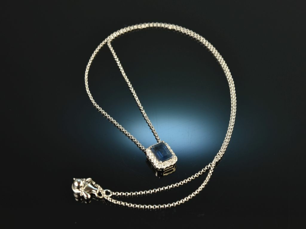 Edles Blau! Collier mit Saphir und Brillanten Weiß Gold 750, 1.100,00 €