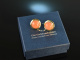 Around 1990! Precious earrings with coral boutons gold 585