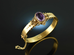 Um 1860! Besonders sch&ouml;ner Armreif mit Amethyst Gold...