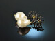 Coral Reef! Chic earrings baroque cultured pearls drops black enamel silver 925 gold plated