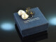 Coral Reef! Chic earrings baroque cultured pearls drops black enamel silver 925 gold plated