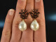 Coral Reef! Chic earrings baroque cultured pearls drops black enamel silver 925 gold plated