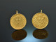 Kaiserreich! Hübsche Münz Trachten Ohrringe 1 Deutsche Mark Silber vergoldet