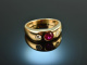 Around 1995! Finest Alliance ring ruby and diamonds gold 585