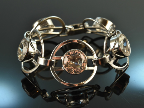 Around 1965! Vintage statement bracelet with rock crystal silver 835