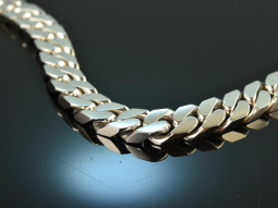 Around 1990! Heavy tank bracelet white gold 750