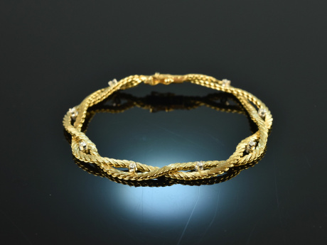 Around 1960! Classic bracelet with diamonds gold 750
