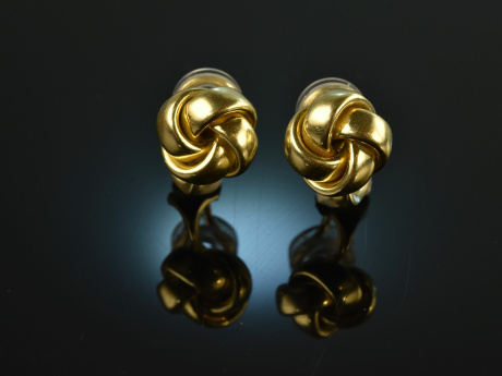 Around 1960! Chic knot ear clips gold 585