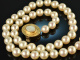 Around 1990! Fine Akoya cultured pearl necklace with opal gold 585