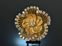 Juwelier Schilling Stuttgart um 1965! Edle Brillant Brosche Gold 750