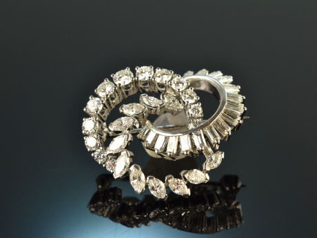 Juwelier Schilling Stuttgart um 1970! Feinste Diamant Brosche Weiß Gold 750