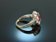 Juwelier Schilling Stuttgart um 1965! Edler Rubin Brillant Ring Wei&szlig; Gold 750