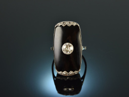 Art Deco um 1920! Edler Ring mit Diamant 0,7 ct Onyx Wei&szlig; Gold 750