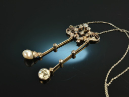 Um 1910! Belle Epoque Collier mit Diamant Solit&auml;r...