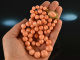 Around 1970! Long salmon coral necklace gold 750