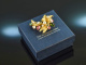 Gross&eacute; Pforzheim 1969! Design brooch with tourmalines and pearls gold 750