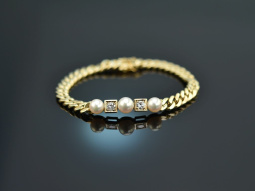 Um 1960! Sch&ouml;nes Panzer Armband mit Brillanten und...