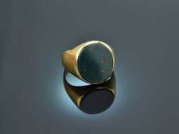 Um 1960! Klassischer Wappen Siegel Ring mit Heliotrop...