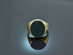 Um 1960! Klassischer Wappen Siegel Ring mit Heliotrop...