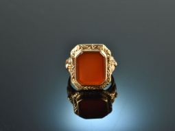 Um 1900! Sch&ouml;ner Wappen Siegel Ring mit Karneol Gold...