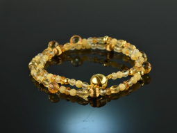 Warm Sunshine! Fancy bracelet 2 rows citrine and yellow...