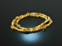 Warm Sunshine! Fancy bracelet 2 rows citrine and yellow...