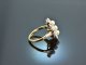M&uuml;nchen um 1910! Historischer Diamant Ring mit Orientperlen aus Gold 585