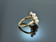 Um 1910! Historischer Diamant Ring mit Perlen Gold 585