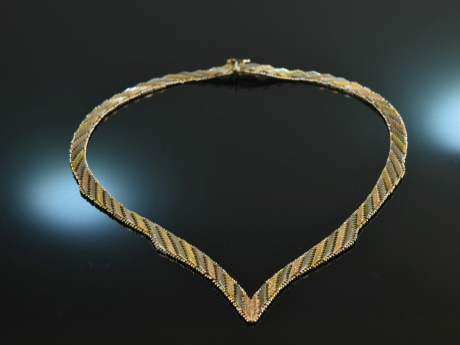 Um 1965! Schicke italienische Tricolor Vintage Collier Kette Silber 925