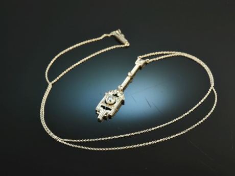 Um 1920! Sch&ouml;nes Art Deco Collier mit Diamanten Wei&szlig; Gold 585