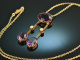 Um 1900! Sch&ouml;nes Neglig&eacute; Collier mit Amethyst und Saatperlen Gold 585