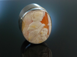 Historische Snuffbox Tabak Dose Silber mit Kamee...