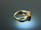 Around 1980! Noble ring with ruby and diamonds gold 750