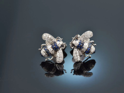 Tiny Bees! H&uuml;bsche Bienen Ohrringe Saphire...