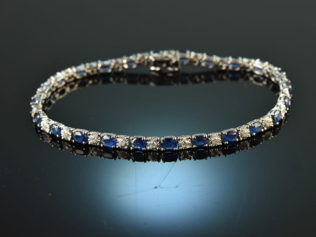 White and Blue! Klassisches Armband mit Saphiren und Brillanten Wei&szlig; Gold 750