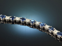 White and Blue! Klassisches Armband mit Saphiren und Brillanten Wei&szlig; Gold 750