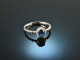 Classy Blue! Feiner Saphir Ring mit Diamanten Weiß  Gold 750