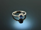 Classy Blue! Feiner Saphir Ring mit Diamanten Wei  Gold 750