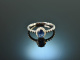 Classy Blue! Feiner Saphir Ring mit Diamanten Wei&szlig;  Gold 750