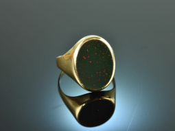 Um 1960! Klassischer Wappen Siegel Ring mit Blutjaspis...