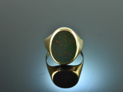 Um 1960! Klassischer Wappen Siegel Ring mit Blutjaspis...