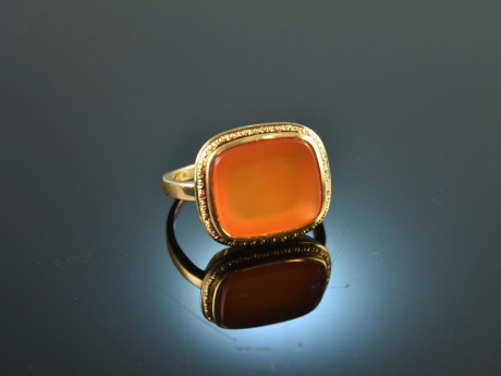 Um 1910! Sch&ouml;ner Wappen Siegel Ring mit Karneol Gold 585