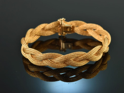 Around 1965! Beautiful vintage braid bracelet gold 750