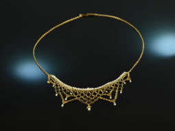 Um 1905! Zartes Collier mit Flu&szlig;perlen Gold 585