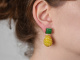Yellow and Green! Drop earrings of green agate and yellow zircon silver 925 rose gold plated